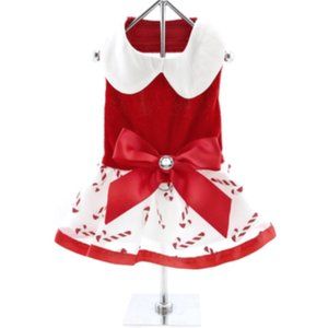 Holiday Pet Dress Collection: Candy Cane Harness Dresses with Matching Leash